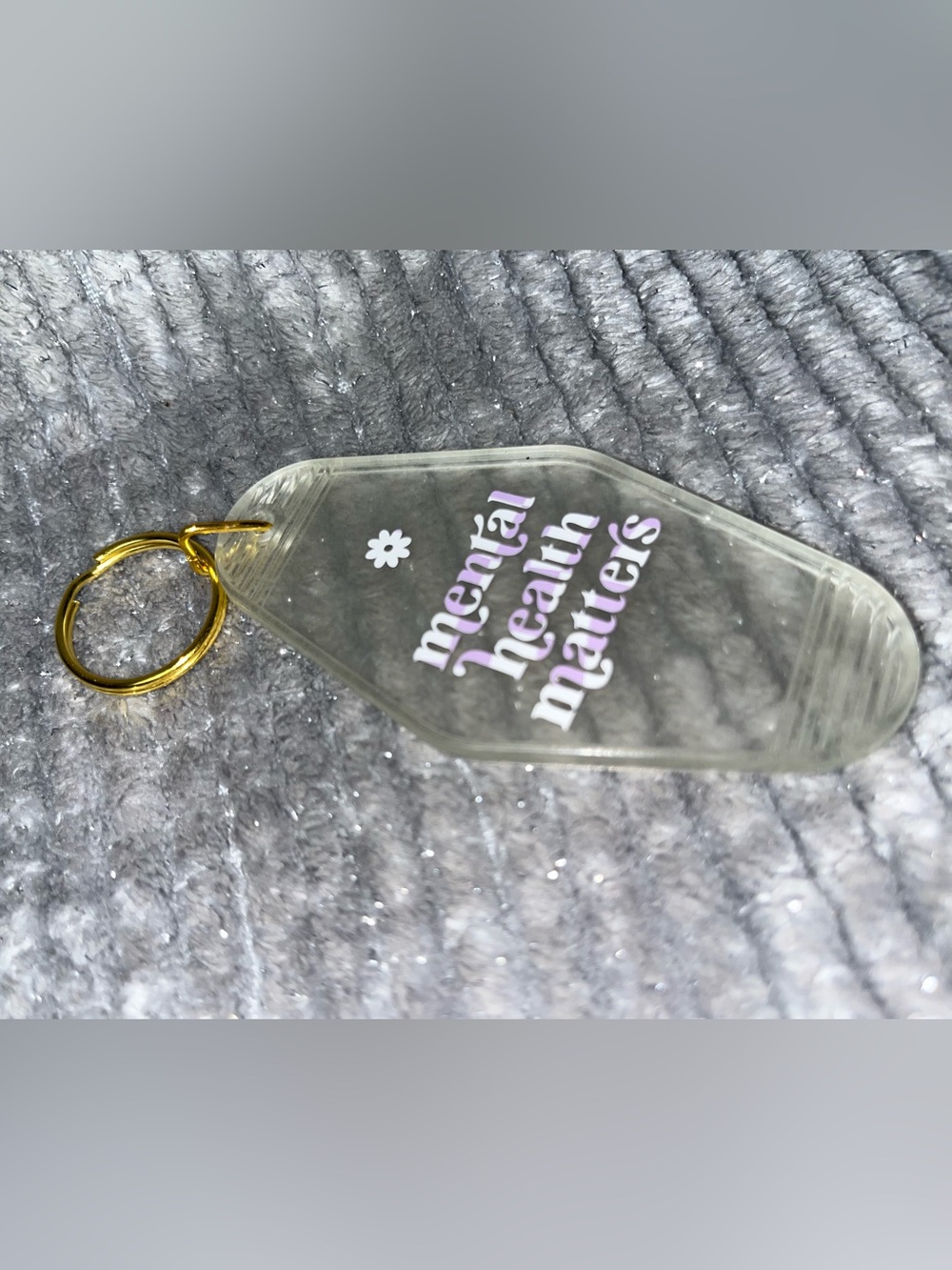 Acrylic Keychain - "mental health matters" in Lavender